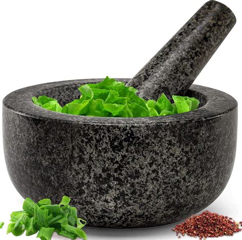 SPNOR Granite Mortar and Pestle Set, 17CM Pestle and 16CM Mortar ...