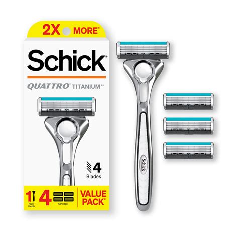 Schick Quattro Titanium 4-Blade Razor + 4 Razor Blade Refills