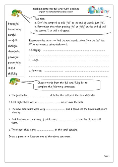 ful and fully word endings - Spelling based on patterns of word endings ...