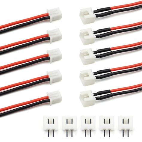 Buy 5 Pairs JST-XH 2.54mm 1S 2 Pin Balance Plug Lead Socket Male and ...