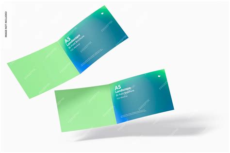 Premium PSD | A5 Landscape Bi-Fold Brochures Mockup, Floating