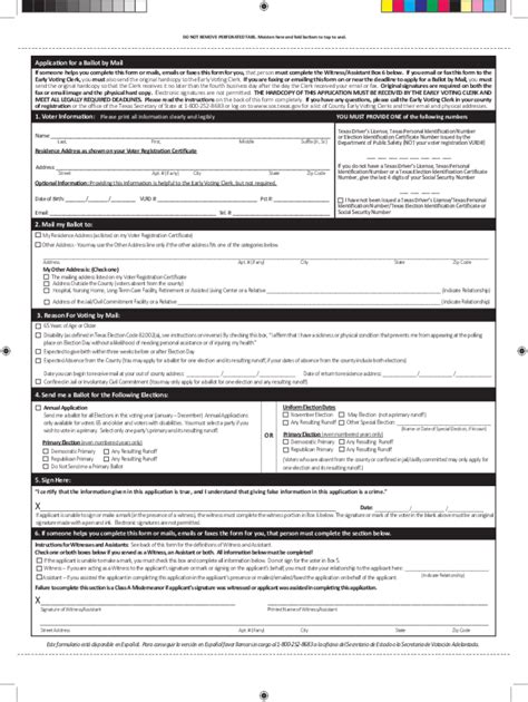 2022 Form TX Application for Ballot by Mail Fill Online, Printable ...
