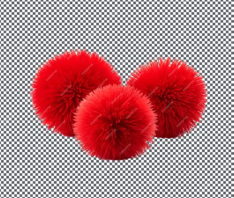 Premium PSD | Beautiful red pom poms isolated on transparent background