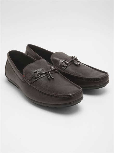 Shop MINOSA Men's Brown Textured Leather Loafers Online – bearhouseindia