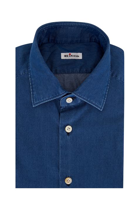 Kiton - Denim Chambray Dress Shirt | Mitchell Stores