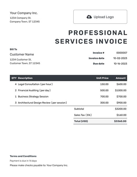 Free Professional Services Invoice Template | docelf.com