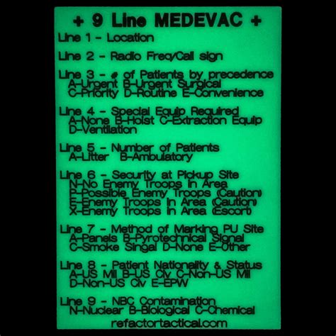 9 Line Medevac Card