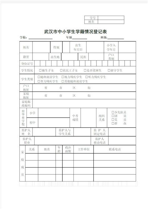 武汉市中小学生学籍情况登记表_文档之家