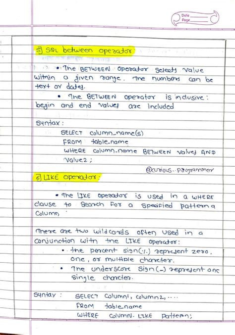 Image result for SQL Handwritten Notes PDF