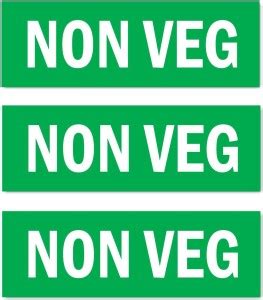Mindcraftz Non Veg Sign Board Sticker Green color Pack of 3 | 12 x 4 ...