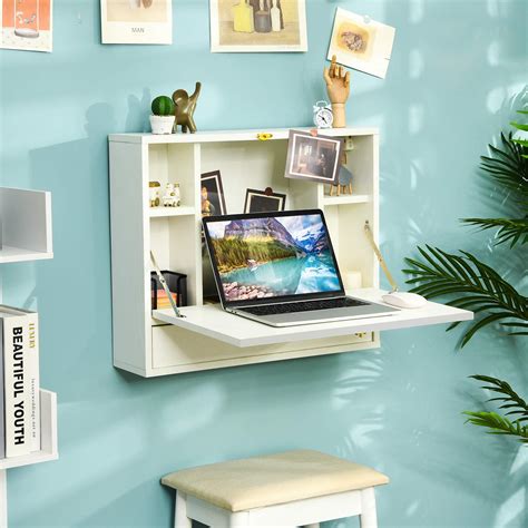 Tangkula Wall Mounted Desk, Folding Wall Table Floating Desk Wall Mount ...