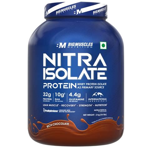 Bigmuscles Nutrition Nitra Isolate [2kg, Rich Chocolate] | 32g Protein ...
