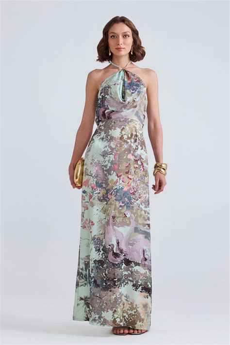 Swan Green Satin Maxi Dress – Zabella