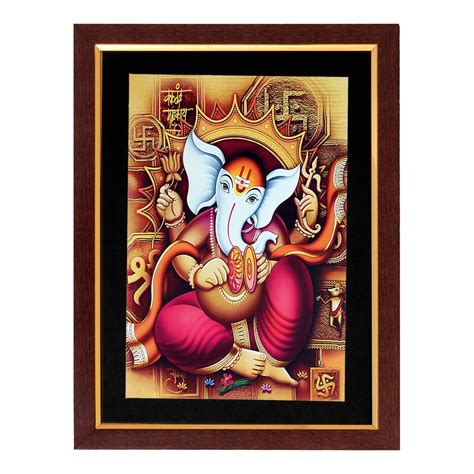 ART N HUB Ganesha Textured UV Effect with Acrylic Glass Painting ...