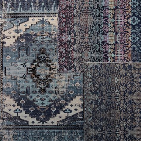 9 X 12 (ft) Blue/Gray Indoor/Outdoor Medallion Bohemian/Eclectic Area ...