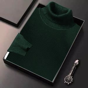 FASHLOOK Solid High Neck Casual Men Dark Green Sweater - Buy FASHLOOK ...
