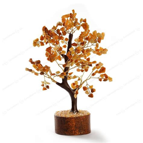 Wooden Golden Quartz Crystal Tree