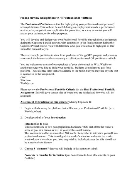 Image result for Portfolio Assignment Sample