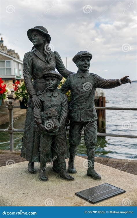 View of the Annie Moore Monument at the Cobh Heritage Center in Cork ...