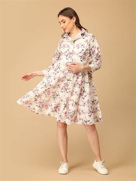 Lav - ish Blooms Maternity and Nursing Dress - DRS - SF - LVIBL - S