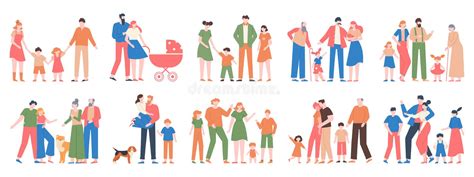 设置幸福家庭，小组不同的家庭的例证 向量例证. 插画 包括有 设置幸福家庭，小组不同的家庭的例证 - 150008785