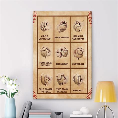 Baseball Poster & Canvas, Pitching Grips Cheat Sheet Wall Art, Home De ...