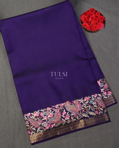 Buy Purple Soft Silk Embroidery Saree T603721