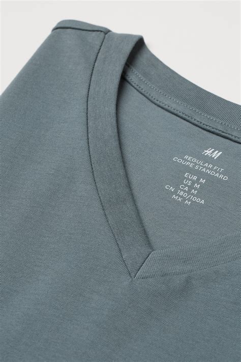 Regular Fit V-neck T-shirt - Dark grey - Men | H&M IN