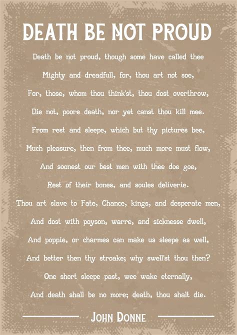 John Donne Death Be Not Proud Poem Art Print - Etsy
