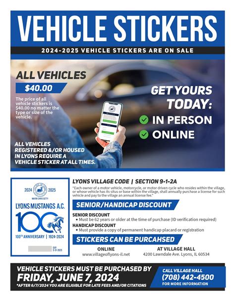 Vehicle Stickers on Sale - Village of Lyons