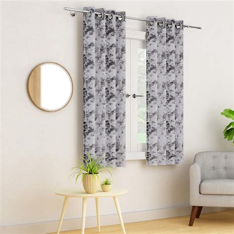 Buy PORTICO Willow Curtains Grey Printed Window Curtain - 130x160cm ...