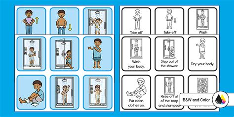 Taking a Shower Multi-Step Sequencing Cards for Special Ed