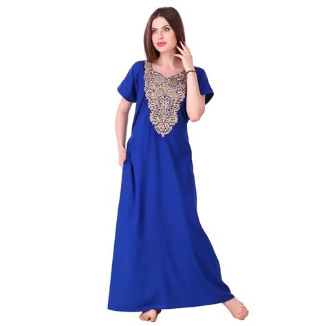 Buy MILIT Long Embroidered Nighty for Women(Bust Size Upto 44 inches ...
