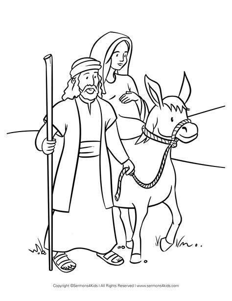 Mary And Joseph Travel To Bethlehem Coloring Pages