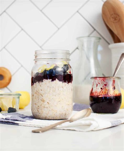 Overnight Oats with Blueberry Chia Jam Recipe - Love and Lemons