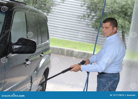 Carwash - Man Working with High Pressure Washer Stock Photo - Image of vehicle, working: 127173876