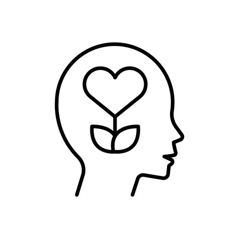 Mental health icon. Simple outline style. Positive mind wellbeing ...