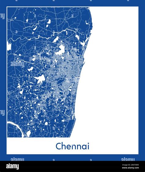 Chennai India Asia City map blue print vector illustration Stock Vector ...