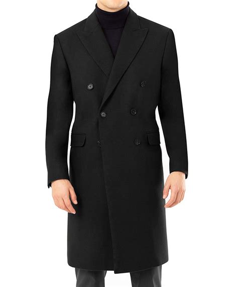 ADAM BAKER Mens Double Breasted Full Length Wool & Cashmere Coat ...