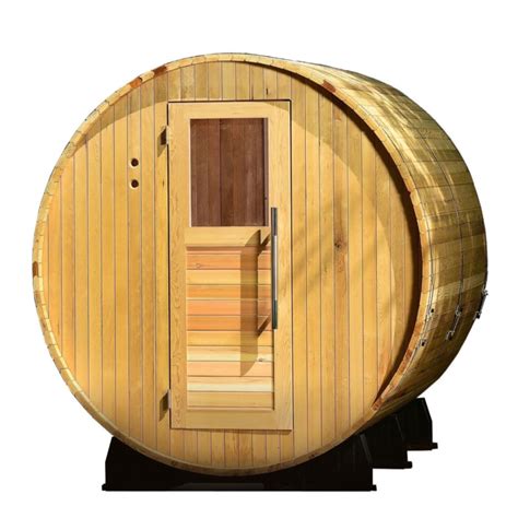 Lewisburg 6-8 Person Barrel Sauna - Onyx / Arched Glass Door and No ...