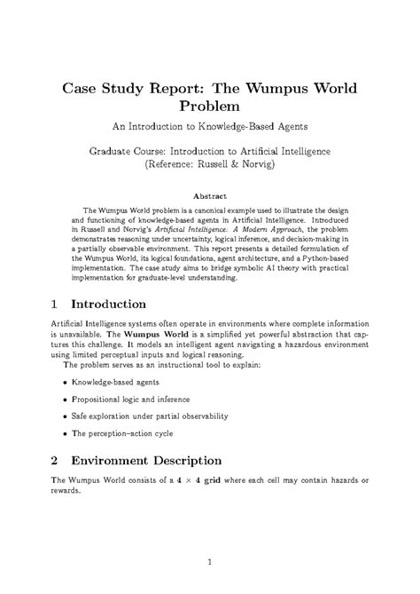 AI Case Study: The Wumpus World Problem (Grad Course: AI) - Studocu