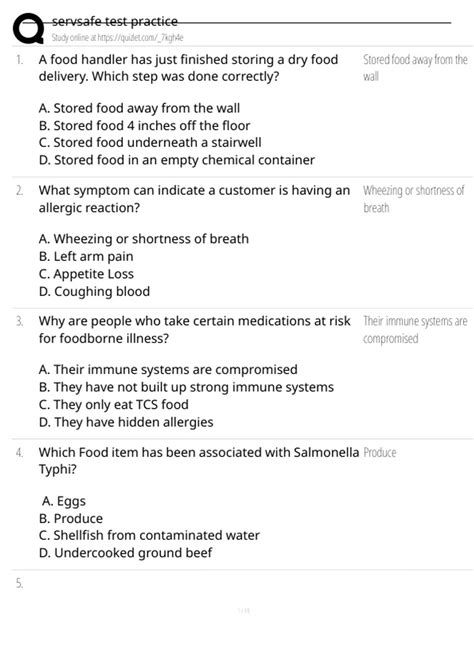 Servsafe Practice Test (70 questions) Complete Accurate Quizzes with ...