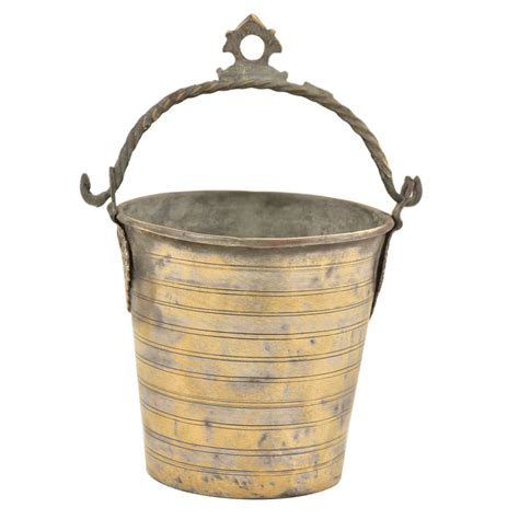 Brass Bucket Horizontal lines With Decorative Handle