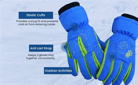 GUSTAVE® Winter Gloves for Kids Warm Ski Gloves with Anti-Slip PU Palm ...