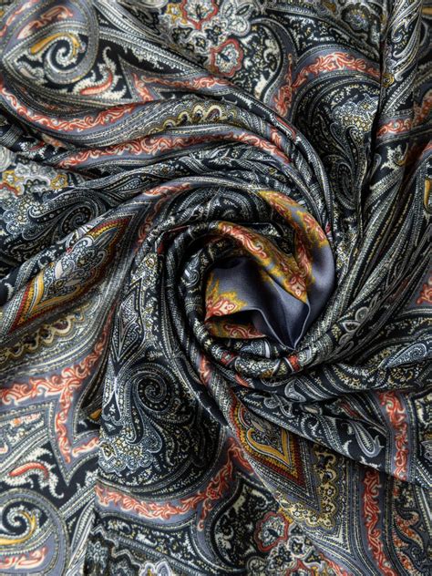 Navy Paisley Printed Satin Neckerchief