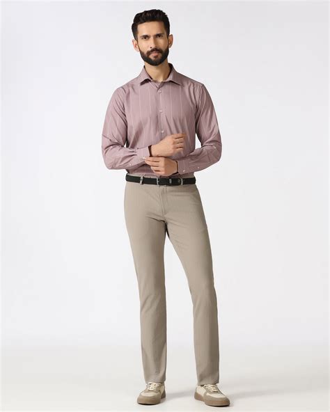 Buy Beige Techpro Stripe Trouser From Brut Collection Online