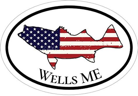 MAINE Decal - American Flag Striped Bass Wells, ME Vinyl Sticker ...