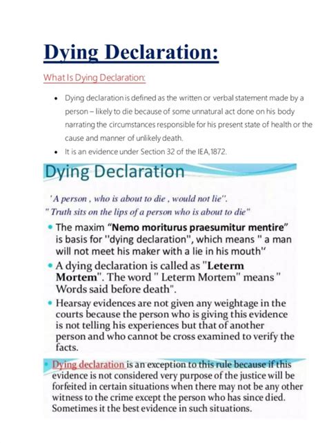 Dying Declaration: Legal Significance and Recording Guidelines (Law 101 ...