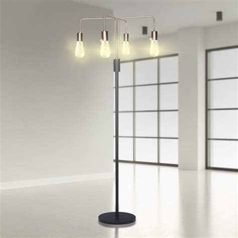 Quad Edison Bulb Floor Lamp - Contemporary Industrial Style with Four ...