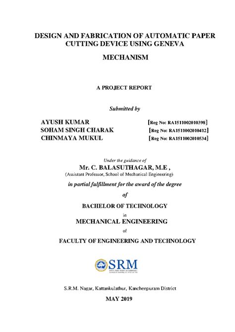 P9736 - i DESIGN AND FABRICATION OF AUTOMATIC PAPER CUTTING DEVICE ...